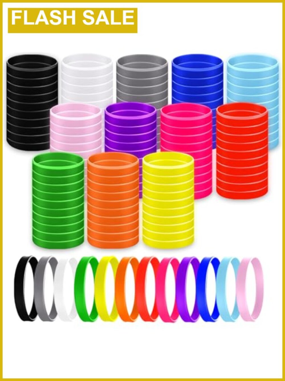120 Pack Silicone Wristbands Blank Rubber Bracelets for Men Women Teens